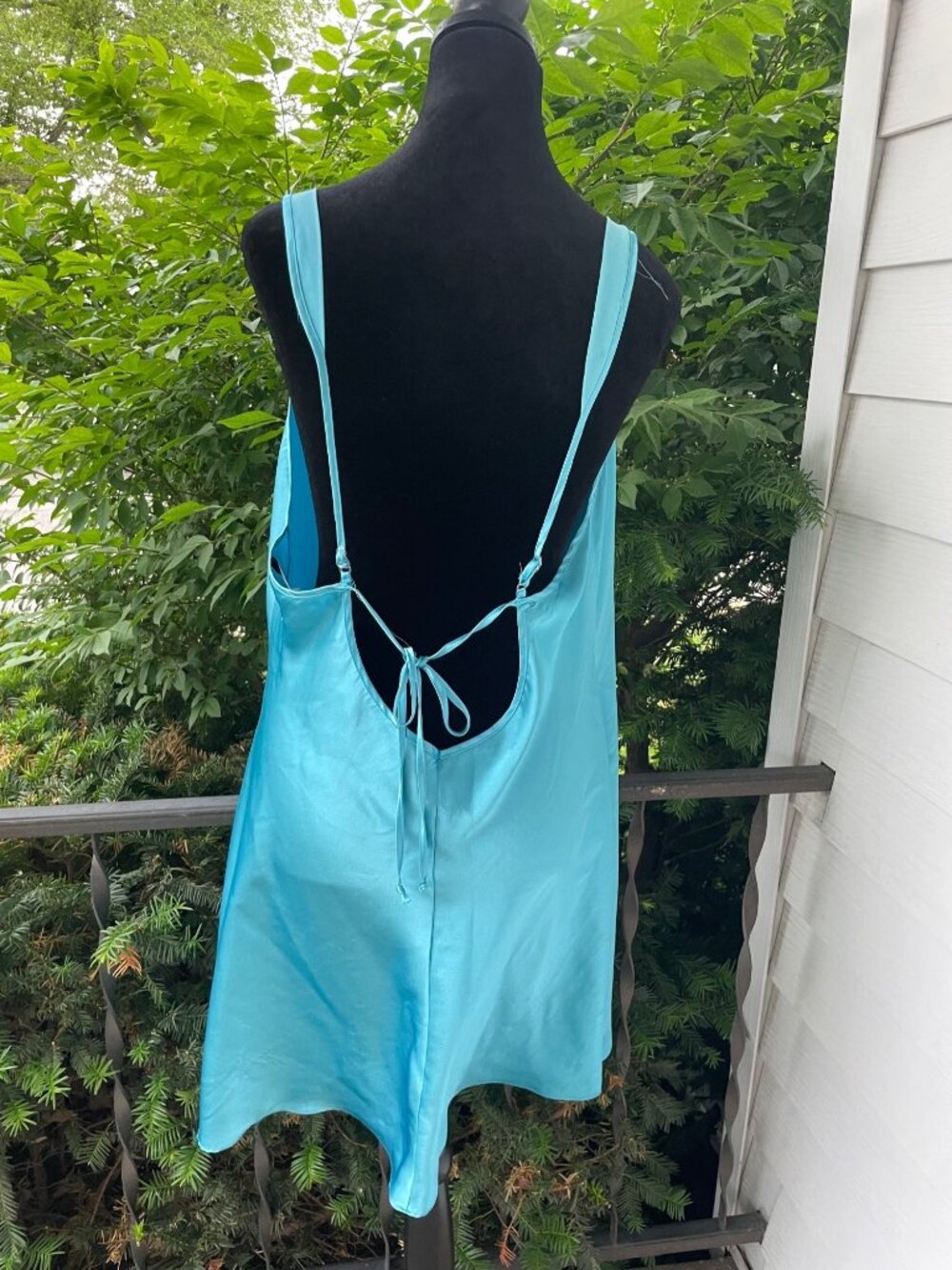 Vintage Y2K Blue Satin Slip Dress Cami Fairycore Plus Size 1X Coquette Lingerie - Picture 2 of 12